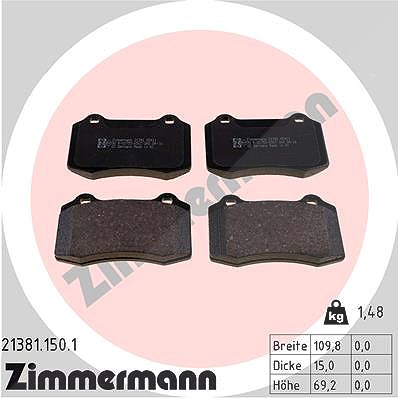 Zimmermann Bremsbelagsatz, Scheibenbremse [Hersteller-Nr. 21381.150.1] für Cadillac, Citroën, Jaguar, Volvo, Ds, Ford, Peugeot, Seat, Daimler