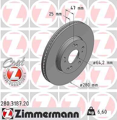 Zimmermann Bremsscheibe [Hersteller-Nr. 280.3187.20] für Honda