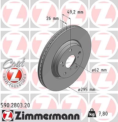 Zimmermann Bremsscheibe [Hersteller-Nr. 590.2803.20] für Toyota