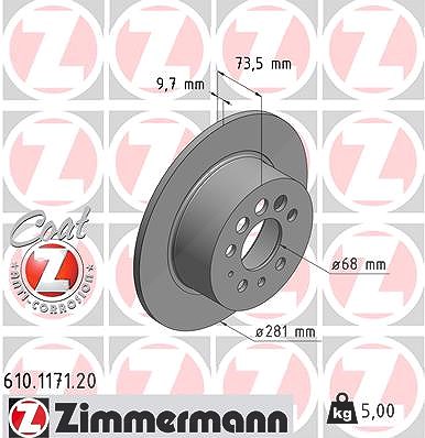 Zimmermann Bremsscheibe [Hersteller-Nr. 610.1171.20] für Volvo