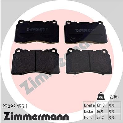 Zimmermann Bremsbelagsatz, Scheibenbremse [Hersteller-Nr. 23092.155.1] für Renault, Volvo