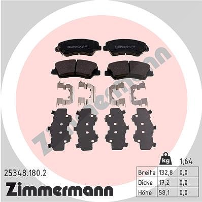 Zimmermann Bremsbelagsatz, Scheibenbremse [Hersteller-Nr. 25348.180.2] für Hyundai, Kia, Emgrand