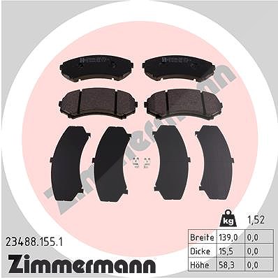Zimmermann Bremsbelagsatz, Scheibenbremse [Hersteller-Nr. 23488.155.1] für Mazda, Mitsubishi