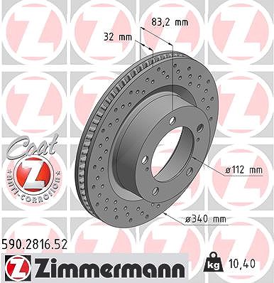 Zimmermann Bremsscheibe [Hersteller-Nr. 590.2816.52] für Lexus, Toyota