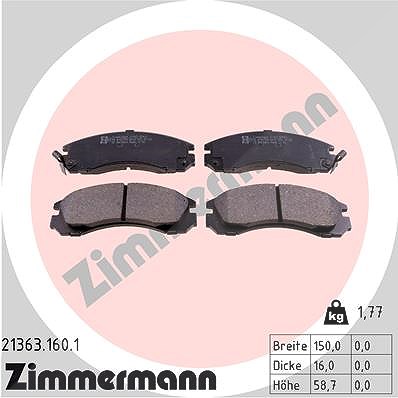 Zimmermann Bremsbelagsatz, Scheibenbremse [Hersteller-Nr. 21363.160.1] für Citroën, Mitsubishi, Toyota, Peugeot