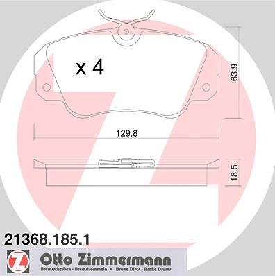 Zimmermann Bremsbelagsatz, Scheibenbremse [Hersteller-Nr. 21368.185.1] für Vauxhall, Opel