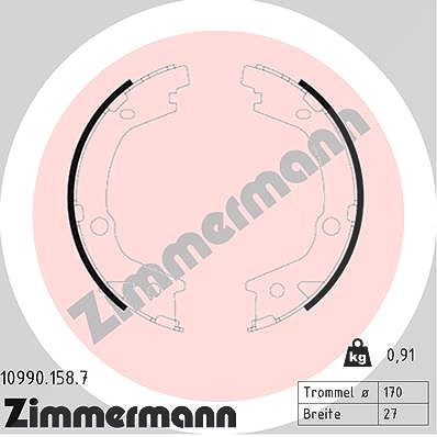 Zimmermann Bremsbackensatz, Feststellbremse [Hersteller-Nr. 10990.158.7] für Hyundai, Kia
