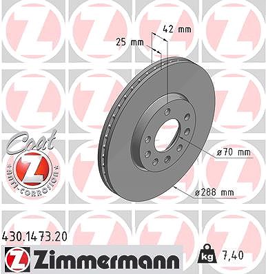 Zimmermann Bremsscheibe [Hersteller-Nr. 430.1473.20] für Opel, Saab
