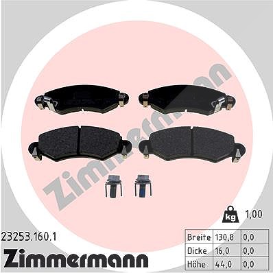 Zimmermann Bremsbelagsatz, Scheibenbremse [Hersteller-Nr. 23253.160.1] für Vauxhall, Opel, Suzuki, Subaru