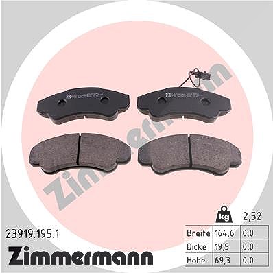 Zimmermann Bremsbelagsatz, Scheibenbremse [Hersteller-Nr. 23919.195.1] für Citroën, Fiat, Peugeot