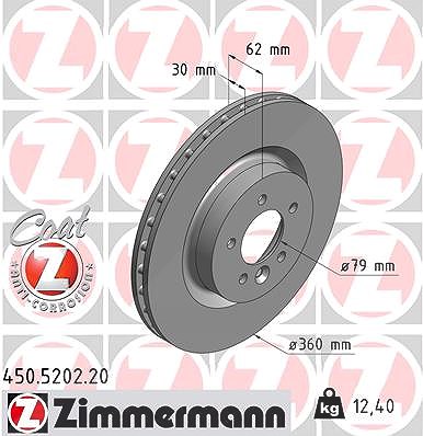 Zimmermann Bremsscheibe Vorderachse Belüftet [Hersteller-Nr. 450.5202.20] für Land Rover