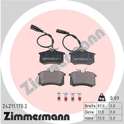 Zimmermann Bremsbelagsatz, Scheibenbremse [Hersteller-Nr. 24211.170.2] für Audi