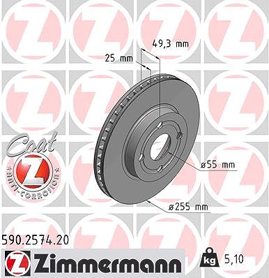 Zimmermann Bremsscheibe [Hersteller-Nr. 590.2574.20] für Toyota