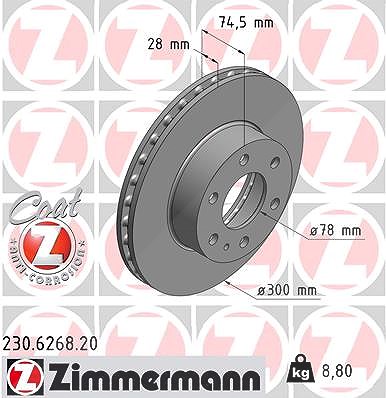 Zimmermann Bremsscheibe [Hersteller-Nr. 230.6268.20] für Iveco