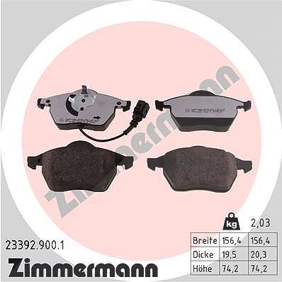 Zimmermann Bremsbelagsatz, Scheibenbremse [Hersteller-Nr. 23392.900.1] für Seat, Audi, VW, Skoda