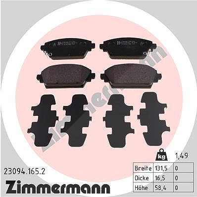Zimmermann Bremsbelagsatz, Scheibenbremse [Hersteller-Nr. 23094.165.2] für Nissan, Mg, Honda