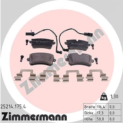 Zimmermann Bremsbelagsatz, Scheibenbremse [Hersteller-Nr. 25214.175.4] für Porsche, Audi
