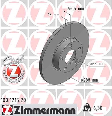 Zimmermann Bremsscheibe [Hersteller-Nr. 100.1215.20] für Audi