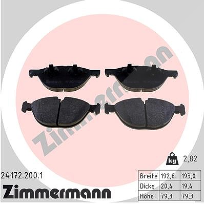 Zimmermann Bremsbelagsatz, Scheibenbremse [Hersteller-Nr. 24172.200.1] für BMW