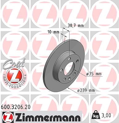 Zimmermann Bremsscheibe [Hersteller-Nr. 600.3206.20] für VW