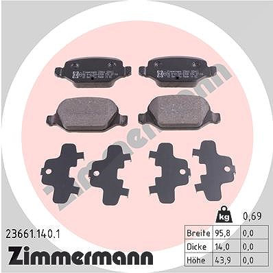 Zimmermann Bremsbelagsatz, Scheibenbremse [Hersteller-Nr. 23661.140.1] für Abarth, Fiat, Lancia