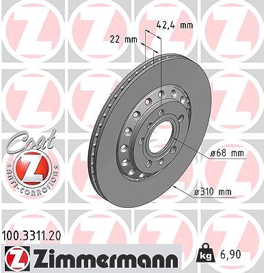 Zimmermann Bremsscheibe [Hersteller-Nr. 100.3311.20] für Audi, VW