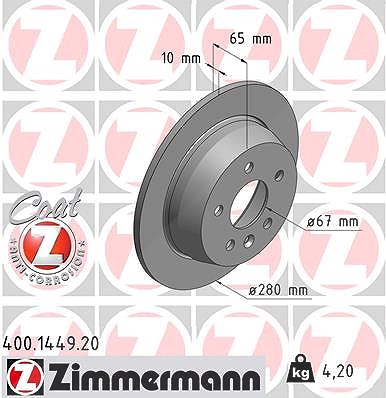 Zimmermann Bremsscheibe [Hersteller-Nr. 400.1449.20] für Mercedes-Benz