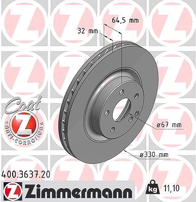 Zimmermann Bremsscheibe [Hersteller-Nr. 400.3637.20] für Mercedes-Benz