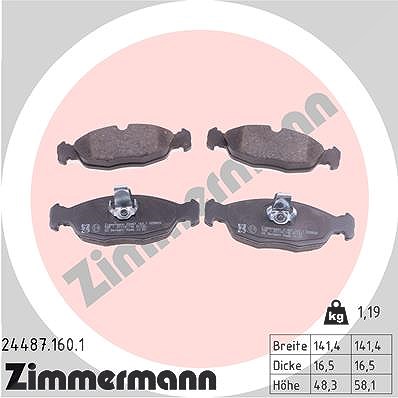 Zimmermann Bremsbelagsatz, Scheibenbremse [Hersteller-Nr. 24487.160.1] für Daimler, Jaguar