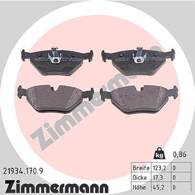 Zimmermann Bremsbelagsatz, Scheibenbremse [Hersteller-Nr. 21934.170.9] für Saab, Rover, BMW, Mg
