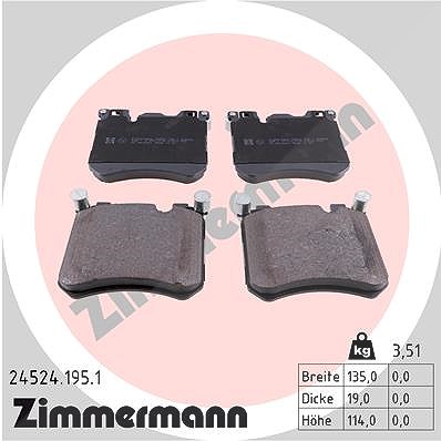 Zimmermann Bremsbelagsatz, Scheibenbremse [Hersteller-Nr. 24524.195.1] für Rolls-royce, BMW