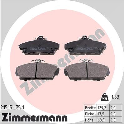 Zimmermann Bremsbelagsatz, Scheibenbremse [Hersteller-Nr. 21515.175.1] für Mg, VW, Rover, Honda