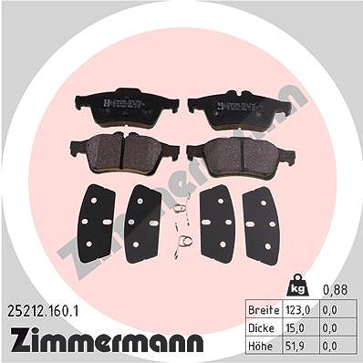 Zimmermann Bremsbelagsatz, Scheibenbremse [Hersteller-Nr. 25212.160.1] für Ford, Volvo