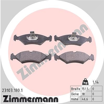 Zimmermann Bremsbelagsatz, Scheibenbremse [Hersteller-Nr. 23103.180.1] für Ford, Tvr, Mazda