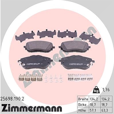 Zimmermann Bremsbelagsatz, Scheibenbremse [Hersteller-Nr. 25698.190.2] für Toyota