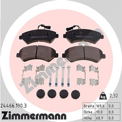 Zimmermann Bremsbelagsatz, Scheibenbremse [Hersteller-Nr. 24466.190.3] für Citroën, Peugeot, Fiat