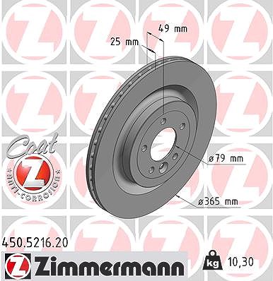 Zimmermann Bremsscheibe [Hersteller-Nr. 450.5216.20] für Land Rover