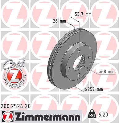 Zimmermann Bremsscheibe [Hersteller-Nr. 200.2524.20] für Nissan
