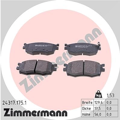 Zimmermann Bremsbelagsatz, Scheibenbremse [Hersteller-Nr. 24317.175.1] für Hyundai, Kia