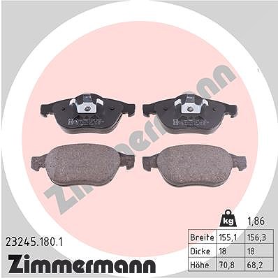 Zimmermann Bremsbelagsatz, Scheibenbremse [Hersteller-Nr. 23245.180.1] für Renault