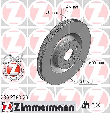 Zimmermann Bremsscheibe [Hersteller-Nr. 230.2380.20] für Fiat, Opel