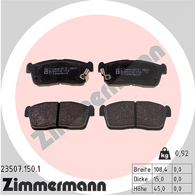 Zimmermann Bremsbelagsatz, Scheibenbremse [Hersteller-Nr. 23507.150.1] für Suzuki, Daihatsu, Nissan, Subaru