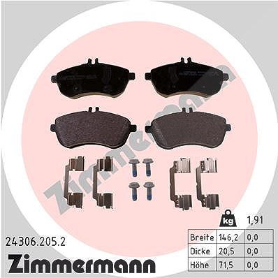 Zimmermann Bremsbelagsatz, Scheibenbremse [Hersteller-Nr. 24306.205.2] für Mercedes-Benz