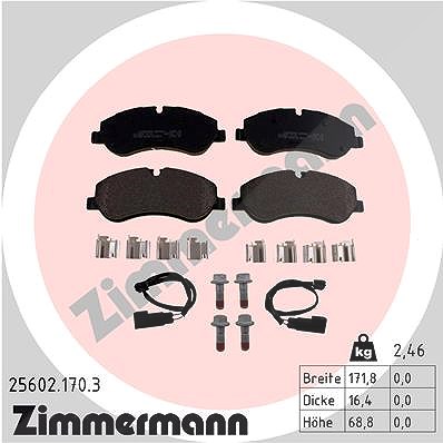 Zimmermann Bremsbeläge mit VWK vorne (Satz) [Hersteller-Nr. 25602.170.3] für Ford