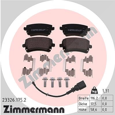 Zimmermann Bremsbelagsatz, Scheibenbremse [Hersteller-Nr. 23326.175.2] für VW