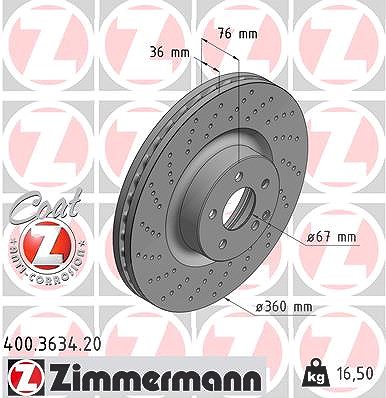 Zimmermann Bremsscheibe [Hersteller-Nr. 400.3634.20] für Mercedes-Benz
