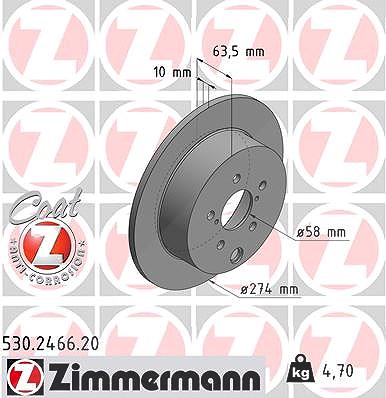 Zimmermann Bremsscheibe [Hersteller-Nr. 530.2466.20] für Subaru