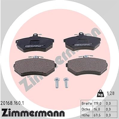 Zimmermann Bremsbelagsatz, Scheibenbremse [Hersteller-Nr. 20168.160.1] für VW, Seat