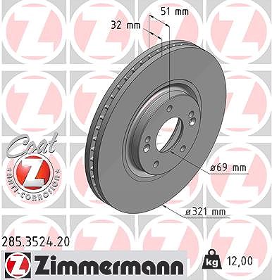 Zimmermann Bremsscheibe [Hersteller-Nr. 285.3524.20] für Hyundai