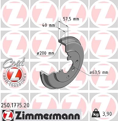 Zimmermann Bremstrommel [Hersteller-Nr. 250.1775.20] für Ford
